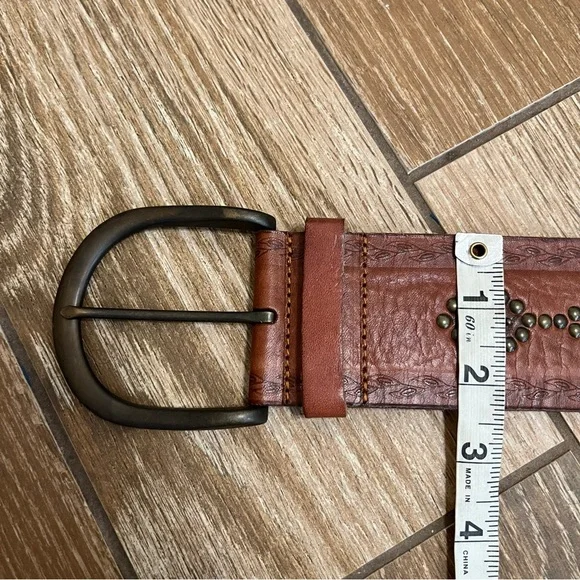 Fossil Brown Leather Studded Wide Chunky Belt - Picture 7 of 7